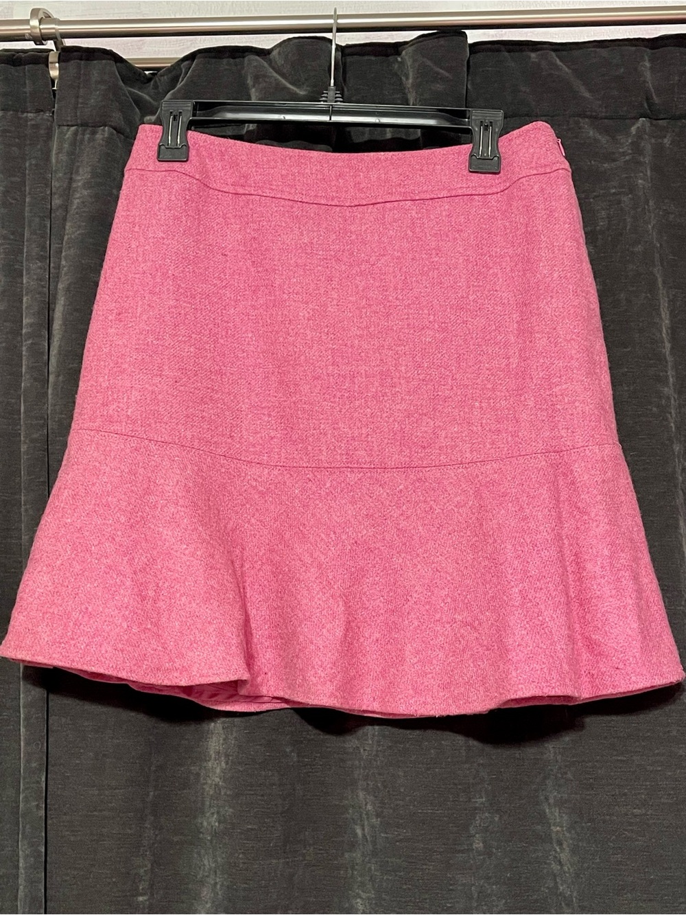 Fall 2005 Pink Wool Midi Skirt with Flare and Ruffled Hem